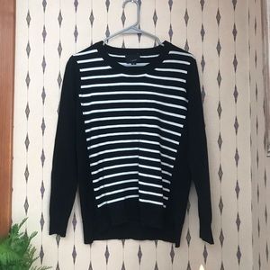 3/$20 Lumiere Black White Striped Sweater, Medium
